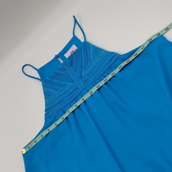 Buddy Love Turquoise Halter Dress Mix Material Collar Sleeveless Size Large - Picture 7 of 7